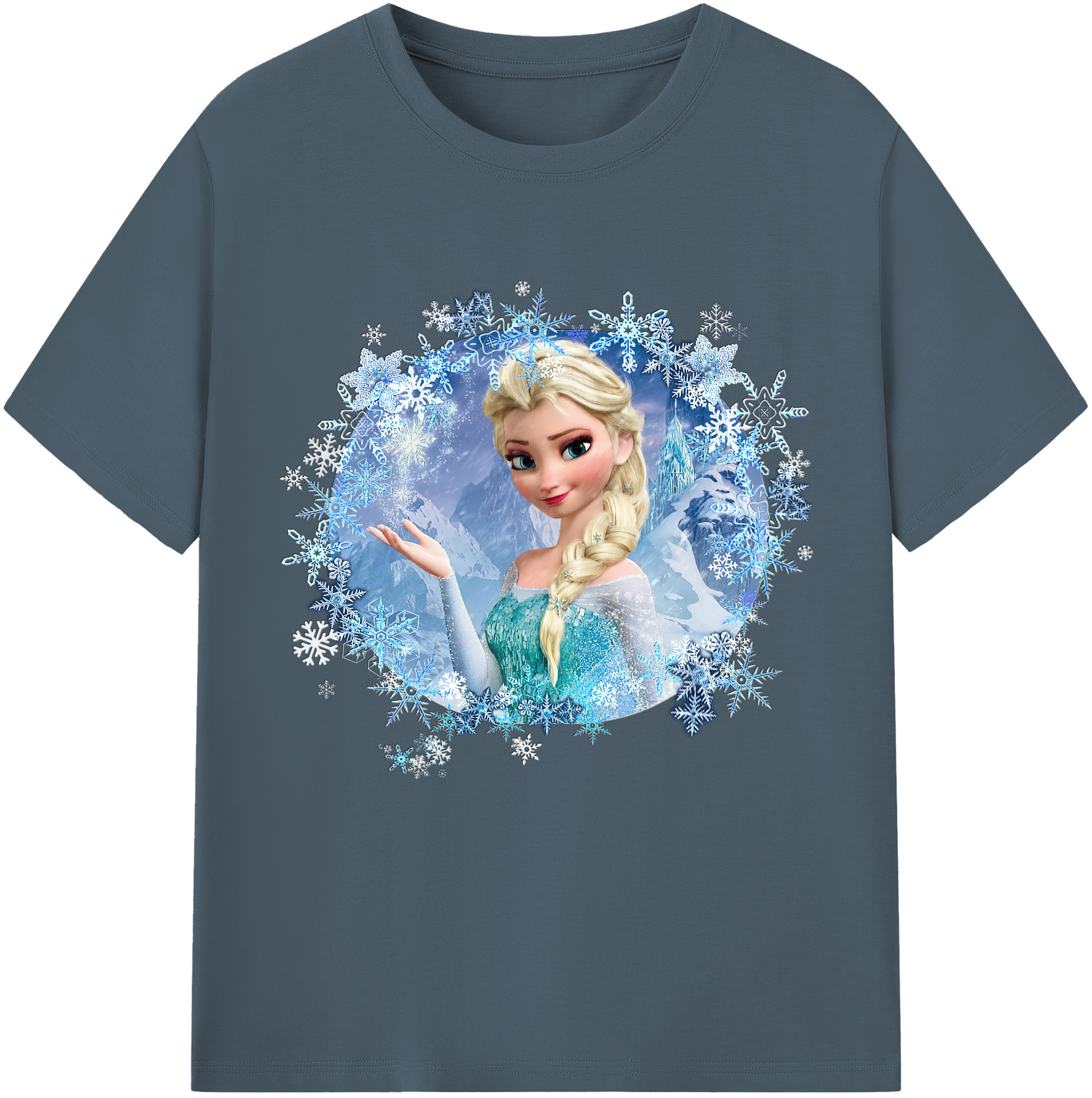 （画像用） アナと雪の女王 アンナ エルサ Frozen Anna Elsa 綿100％半袖Tシャツ（フロントプリント）